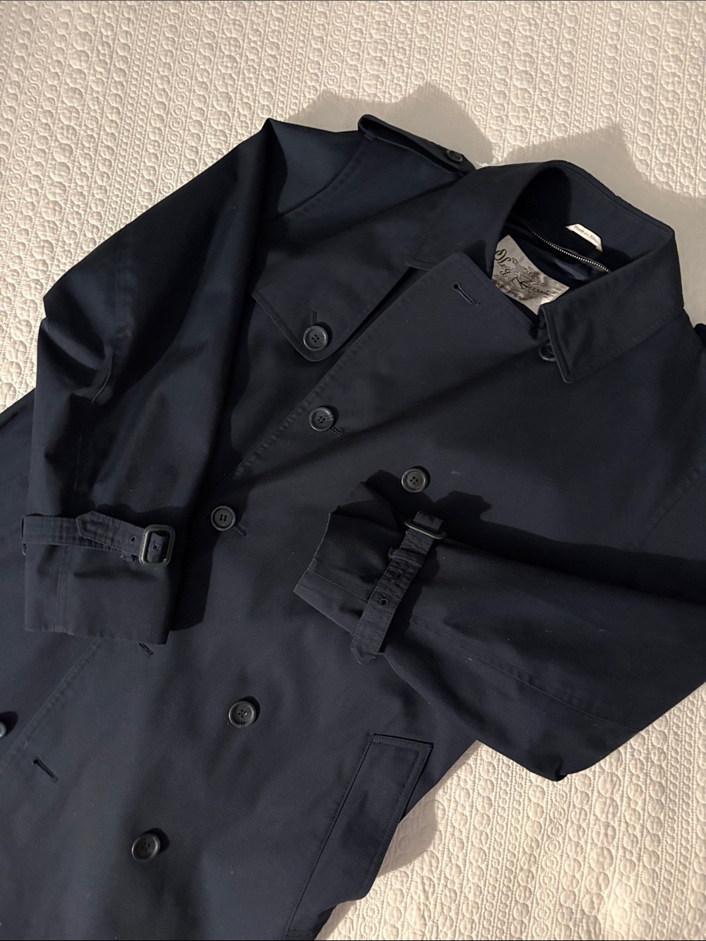 Oleg Cassini Men's Navy Double-Breasted Trench Coat